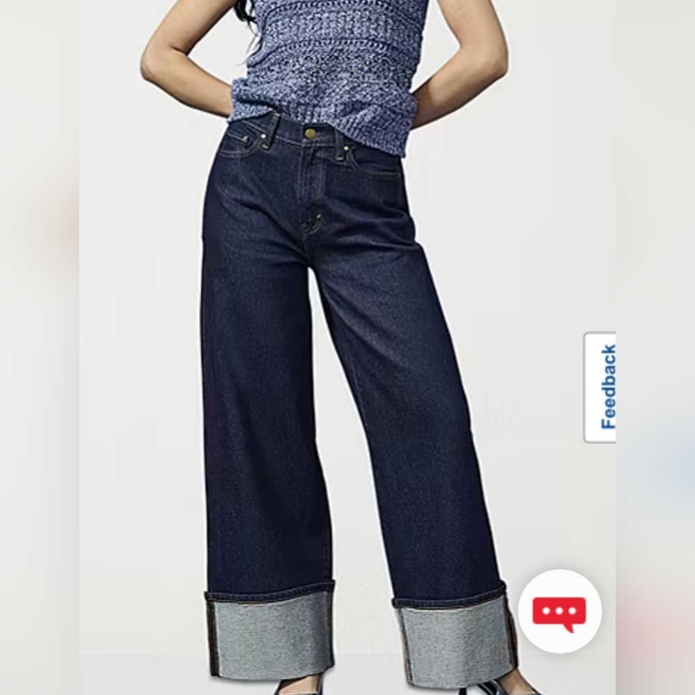 a.n.a High Waist & Wide Leg; Cuffed Jeans